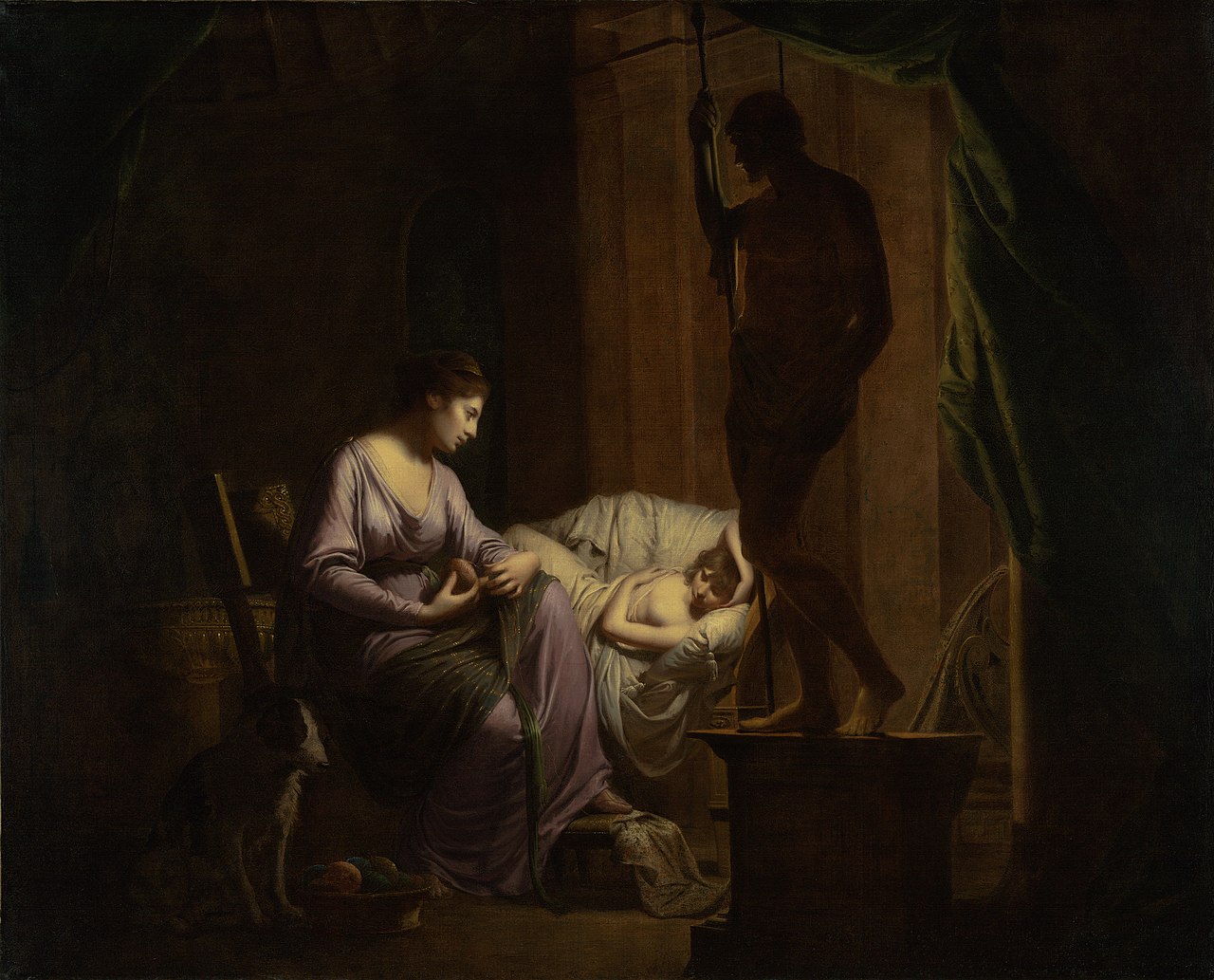 Pintura iluminada por luz de vela